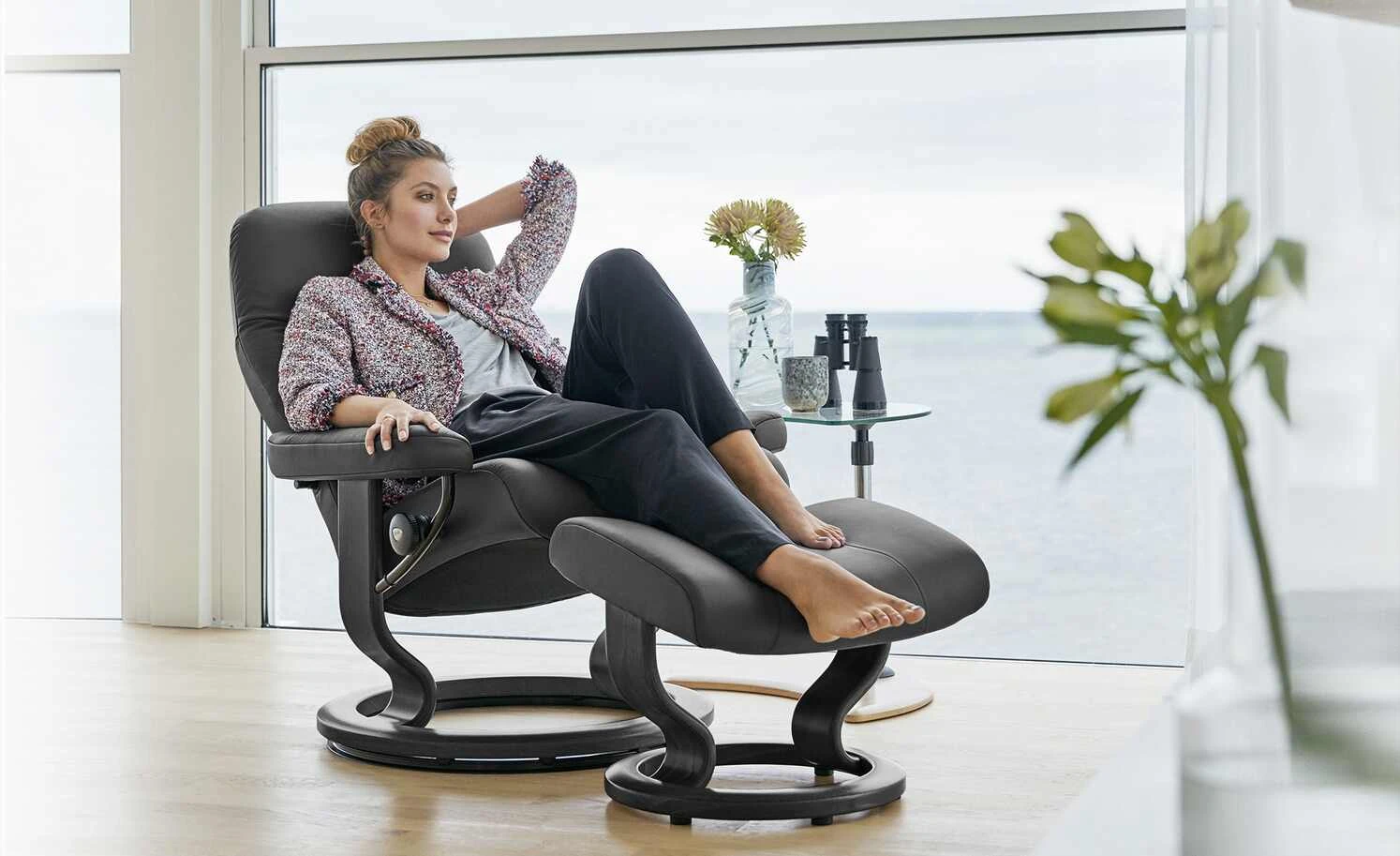 Stressless Sessel-Hocker-Set Garda M | Black (Schwarz) – Bild 2