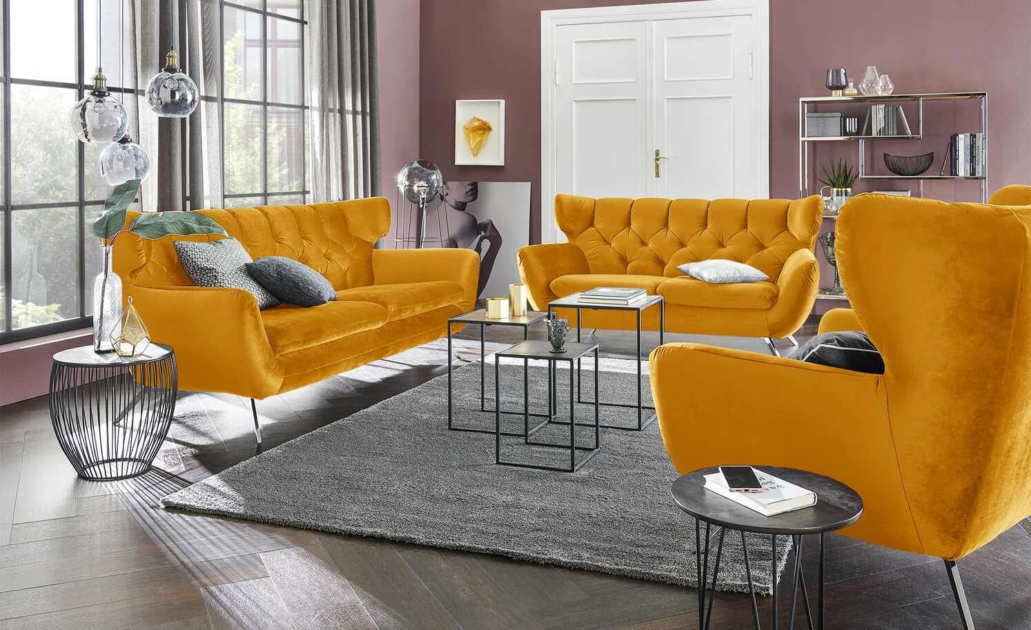 pop Hochlehnsessel Caldara | Curry (Gelb)