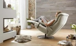 Hukla Leder-Relaxsessel Florian | Hellgrau M