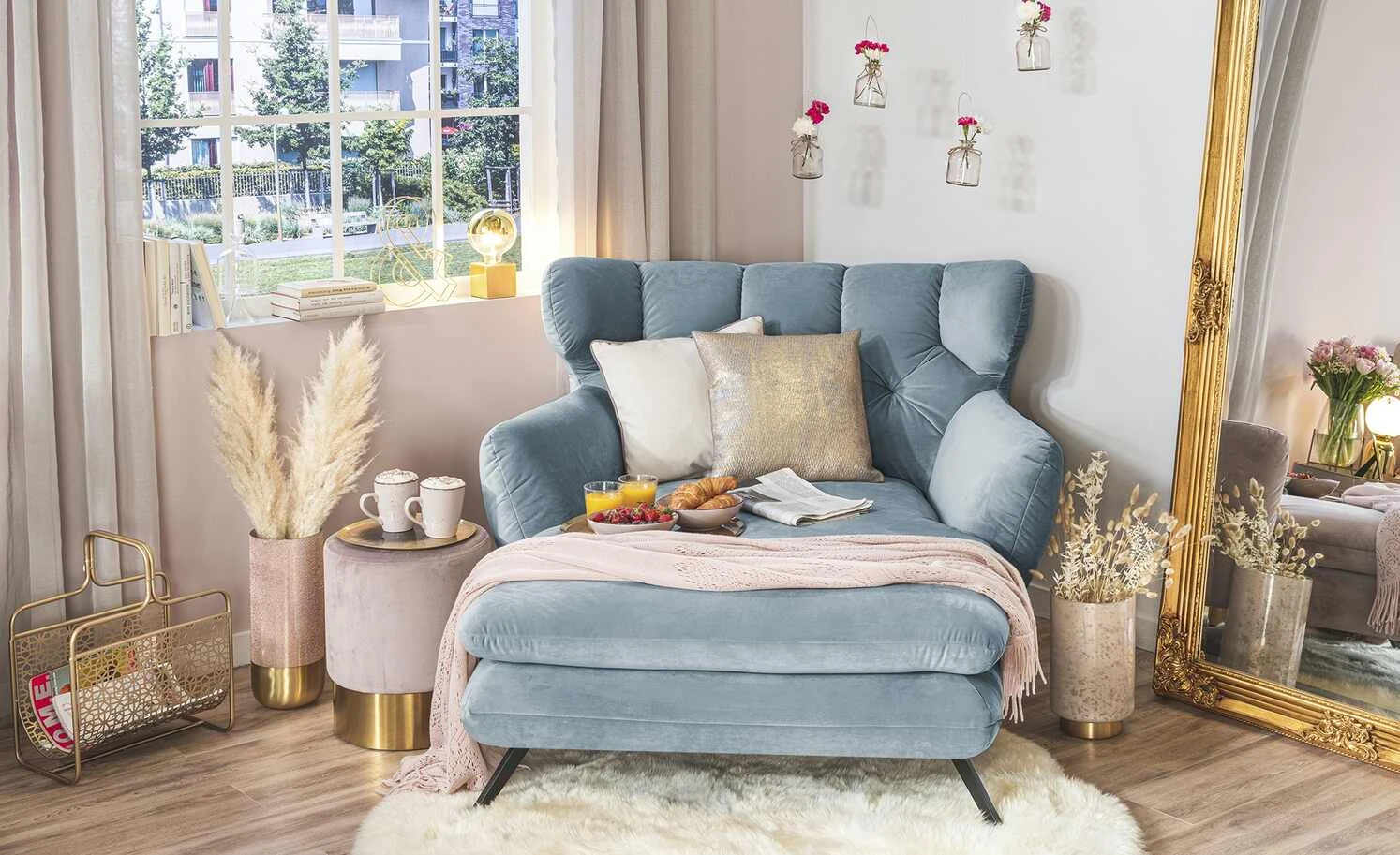 pop Longseat-Sessel Caldara | Hellblau