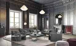 Ledersessel, hoch Boavista | Ombra (Dunkelgrau)