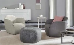 hülsta Sofa Polstersessel HS 480 | Steingrau / Natur (Creme)